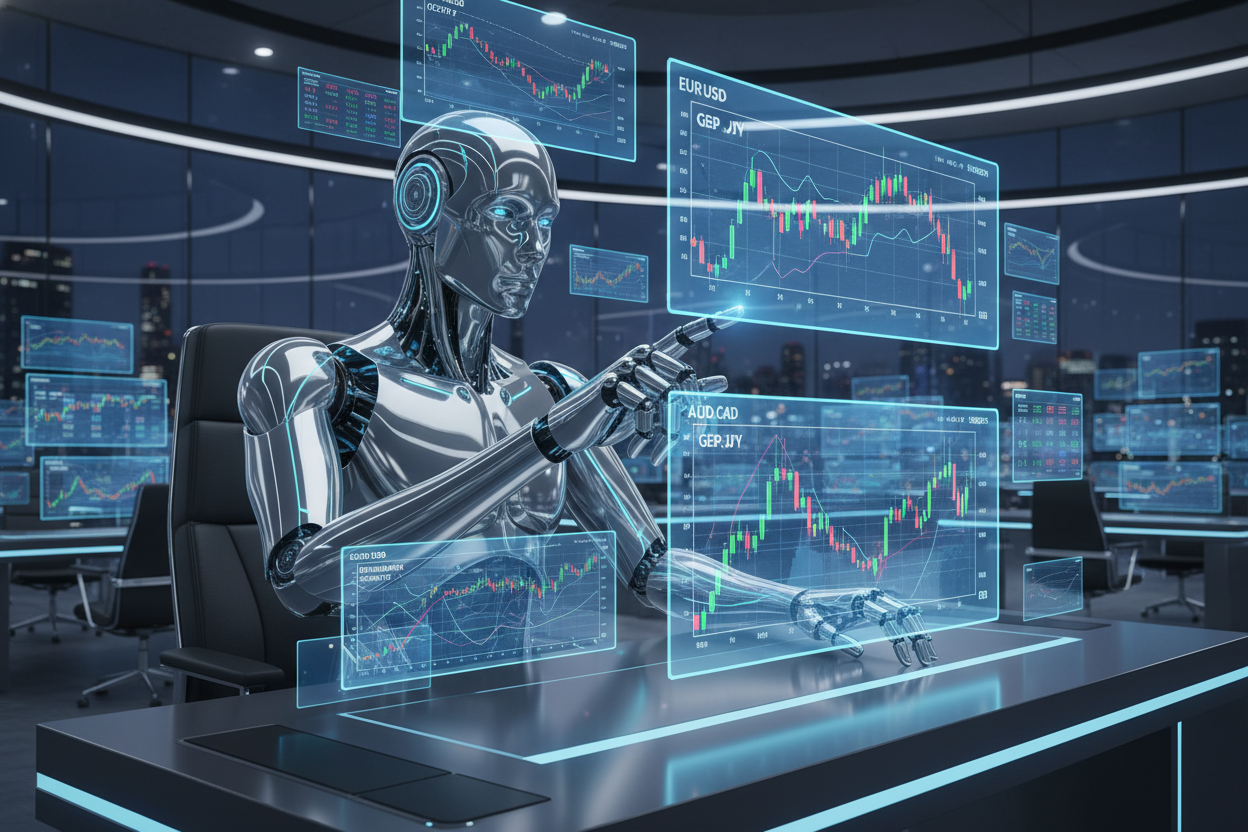Create a video by a robot trades on forex trading